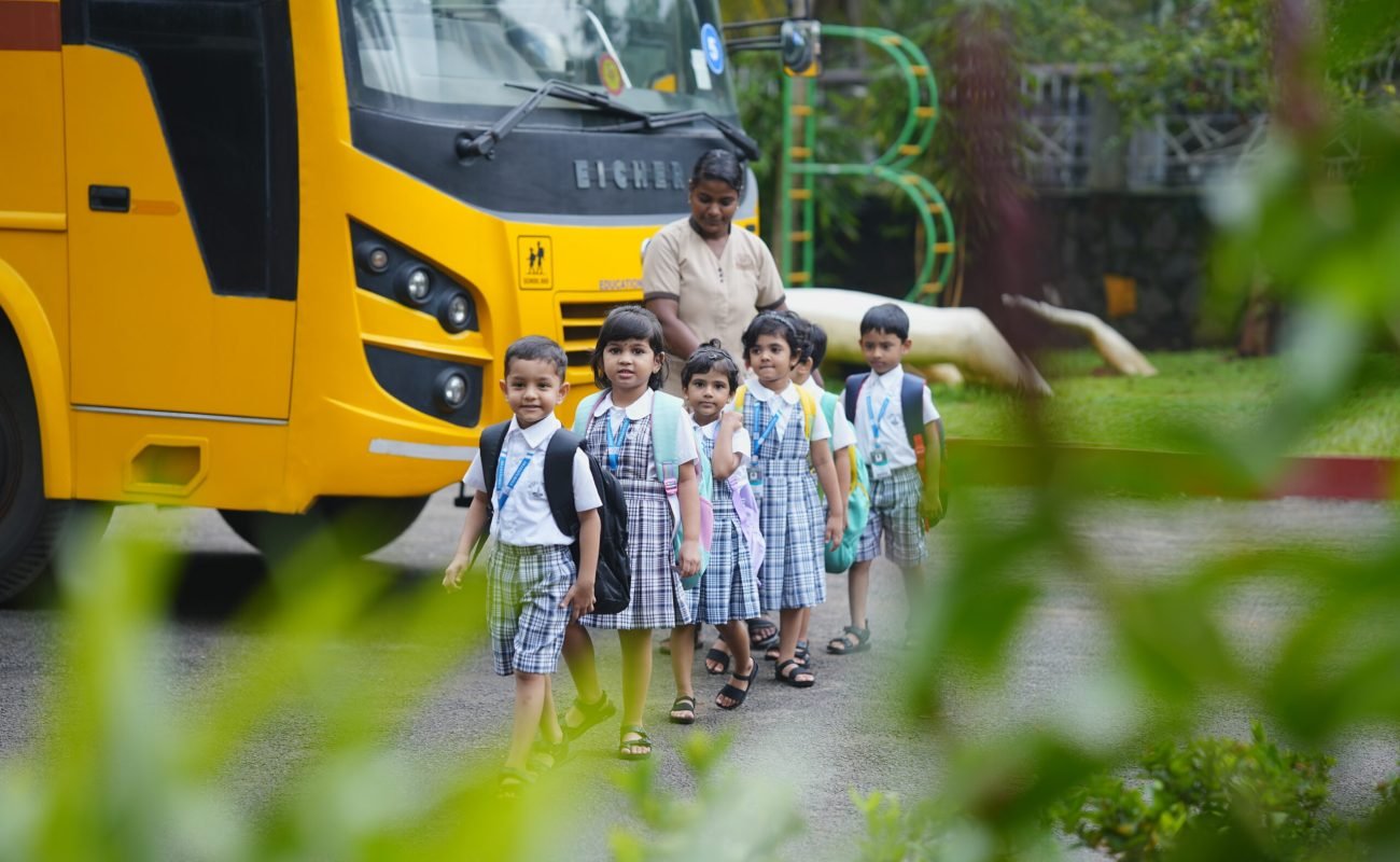 alighting from the school bus and walking (1)